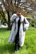 Claire | Blue Fox Long Fur Coat With Collar