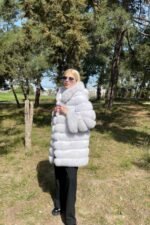 Samantha | Luxury Scandinavian Blue Fox Fur Transformable Jacket / Coat With Hood - Image 2