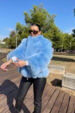 Vivienne | Luxury Saga Ciel Blue Fox Fur Jacket - Image 2