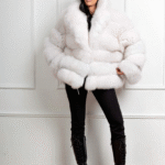 Dove | Luxury Scandinavian White Fox Fur Jacket With Notched Fur Collar