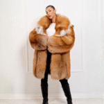 Nya | Luxury Scandinavian Gold Fox Fur Coat With Super Lavish Collar
