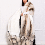 Danni | Luxury Rare Double Face Scandinavian Fawn Light Fox & White Rex Fur Boa-Cape With Detachable Tails