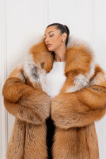 Nya | Luxury Scandinavian Gold Fox Fur Coat With Super Lavish Collar - Image 2