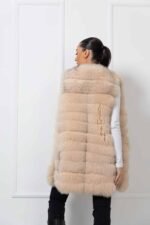 Brodie | Luxury Saga Beige Fox Fur Vest - Image 2