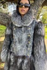 Katana | Haute Couture Namibian Grey Swakara With Silver Fox Combination Fur Coat