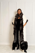 Charmaine | Luxury Double Face Scandinavian Silver Fox & White Rex Boa-Cape With Detachable Tails - Image 3