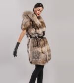 Una | Cross Fox Fur Vest With Hood - Image 2