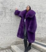 Journee | Luxury Purple Scandinavian Fox Coat With Lavish Huge Collar - Image 2