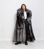 Roux | Luxury Double Sided Full Length Scandinavian Silver Fox Fur Coat With Huge Collar