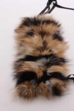 Raccoon Fur Collar Muffler Scarf with Ribbons Natalya