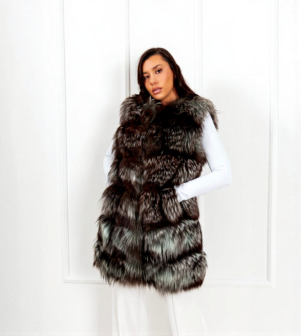 479e9bf4-da12-4757-a420-371af181f0b8 Etta | Luxury Emerald Silver Fox Fur Vest - Image 1