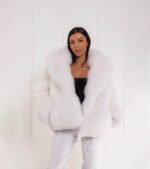 Kirby | Luxury Scandinavian Shadow White Fox Fur Jacket With Lavish Fur Collar