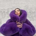 Journee | Luxury Purple Scandinavian Fox Coat With Lavish Huge Collar