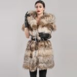 Una | Cross Fox Fur Vest With Hood