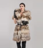 Una | Cross Fox Fur Vest With Hood