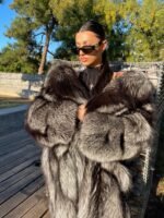 Amelie | Extra Long Silver Fox Coat