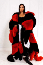 Crystal | Luxury Scandinavian Double Face Fur Oversized Diagonal Cut Fox Fur Coat Full Length With Detachable Tails - Image 2