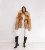 Myrtle | Luxury Scandinavian Gold Fox Fur Jacket With Lavish Fur Collar