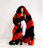 Crystal | Luxury Scandinavian Double Face Fur Oversized Diagonal Cut Fox Fur Coat Full Length With Detachable Tails