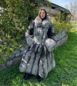 Katana | Haute Couture Namibian Grey Swakara With Silver Fox Combination Fur Coat - Image 2
