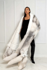 Rollins | Luxury Rare Double Face Scandinavian Shadow Blue Frost Fox & White Rex Boa-Cape With Detachable Tails - Image 3