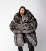Lorelei | Luxury Scandinavian Silver Fox Fur Jacket With Lavish Big Fur Hood