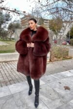 Bruna | Brown Fox Plush Fur Coat - Image 2