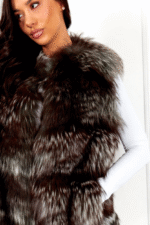 Etta | Luxury Emerald Silver Fox Fur Vest - Image 3