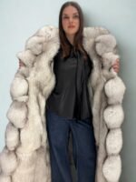 Peppi | Luxury Double Sided Saga Long Scandinavian Blue Fox Fur Vest With Lavish Hood - Image 2