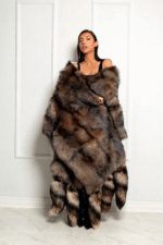 Crystal | Luxury Double Face Scandinavian Crystal Fox & White Rex Boa – Cape With Detachable Tails