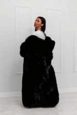 Cricket | Luxury Scandinavian Oversized Black Fox Coat Full Length With Double Sided Fur Hood - Image 3