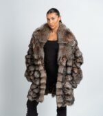 Tenley | Luxury Scandinavian Crystal Heavy Fox Fur Jacket / Coat With Lavish Smoking Collar - Image 2