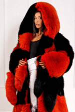Crystal | Luxury Scandinavian Double Face Fur Oversized Diagonal Cut Fox Fur Coat Full Length With Detachable Tails - Image 3