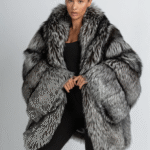 Emilli | Luxury Scandinavian Silver Fox Fur Jacket / Cape Style With Lavish Fur Collar & Sleeves
