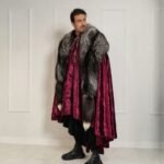 Lorenzo | Top Luxury Burgundy Velvet Cape With Hood & Set Lavish Silver Fox Fur Boa/Scarf