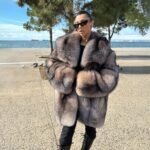 Rosemary | Luxury Crystal Fox Fur Jacket With Zipper & Huge Collar