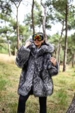 Leanna | Saga Silver Fox Fur Jacket With Hood - Image 2