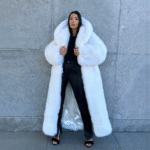 Mariah | Luxury Scandinavian White Fox Coat Full Length With Lavish Double Sided Fur Hood