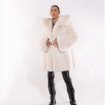 Sage | Luxury Scandinavian Natural White Fox Fur Jacket With Double Fur Hood