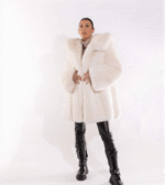 Sage | Luxury Scandinavian Natural White Fox Fur Jacket With Double Fur Hood
