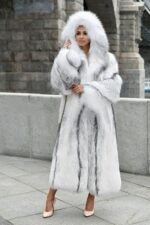 Mallory | Luxury Scandinavian Artic Marble Fox Coat Full Skins With Lavish Hood - Image 3