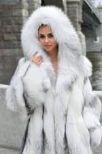 Mallory | Luxury Scandinavian Artic Marble Fox Coat Full Skins With Lavish Hood - Image 2