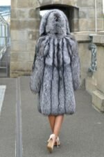 Kris | Luxury Scandinavian Silver Fox fur Coat Lavish Double Side Fur Hood - Image 4