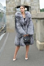 Kris | Luxury Scandinavian Silver Fox fur Coat Lavish Double Side Fur Hood - Image 3