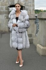 Billie | Luxury Platinum Fox Fur Jacket – Coat Lavish Double Side Fur Hood - Image 3