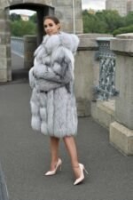 Billie | Luxury Platinum Fox Fur Jacket – Coat Lavish Double Side Fur Hood - Image 4