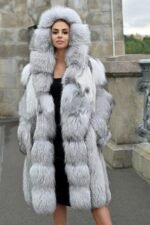 Billie | Luxury Platinum Fox Fur Jacket – Coat Lavish Double Side Fur Hood