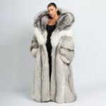 Aymeigh | Luxury Rare Scandinavian Platinum Fox Full Length Fur Coat With Extra Lavish Huge Hood
