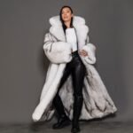 Eulla | Luxury Double Sided Full Length Blue Fox Fur Coat With Huge Collar