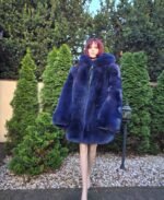 Amity | Luxury Double Sided Navy Blue Fox Fur Jacket Full Skins With Lavish Hood - Image 6